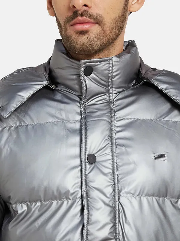 Mettle Men Grey Geometric Quilted Jacket