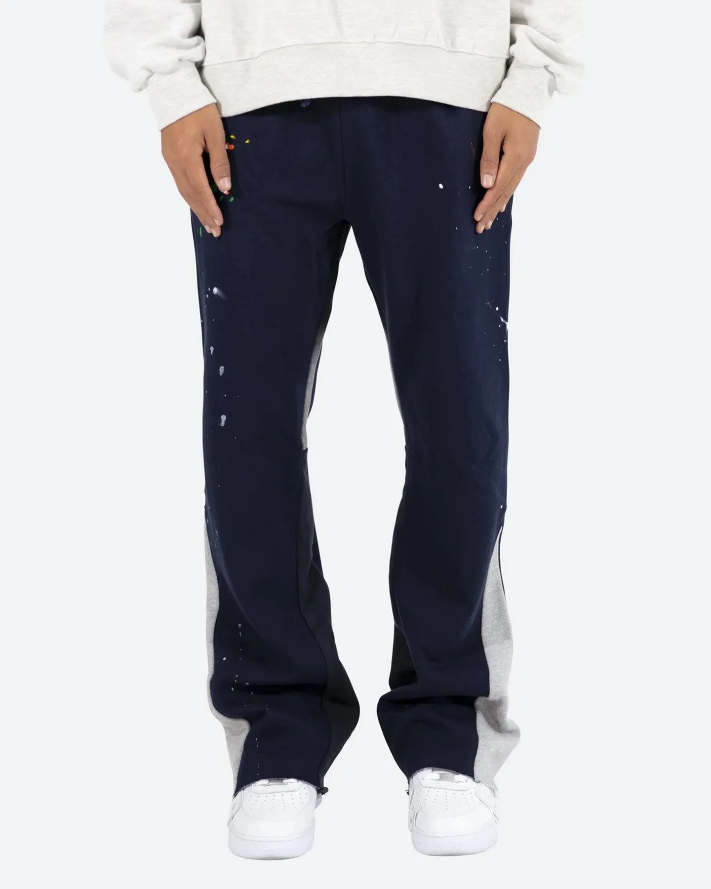 MNML Contrast Boot Cut Sweat Pants Navy