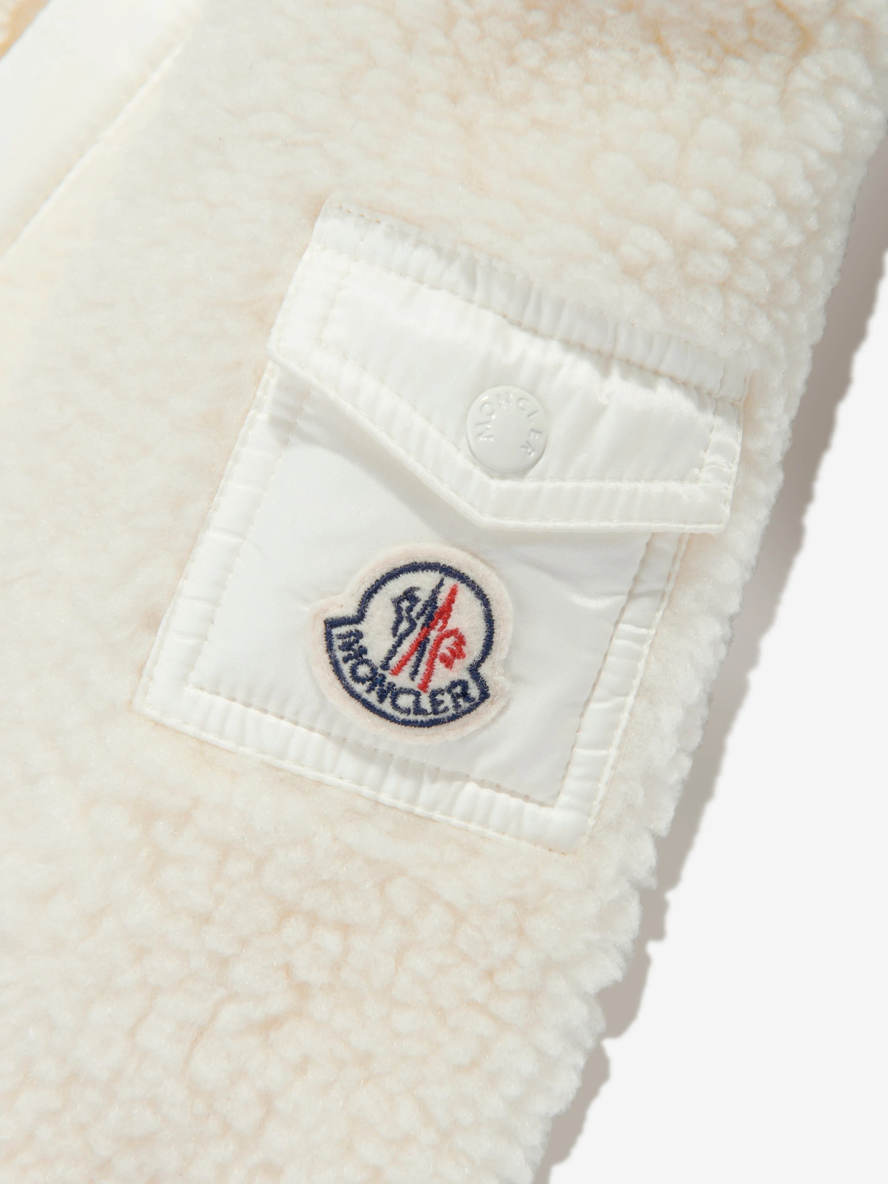 Moncler Enfant Baby Teddy Fleece Romper in Ivory