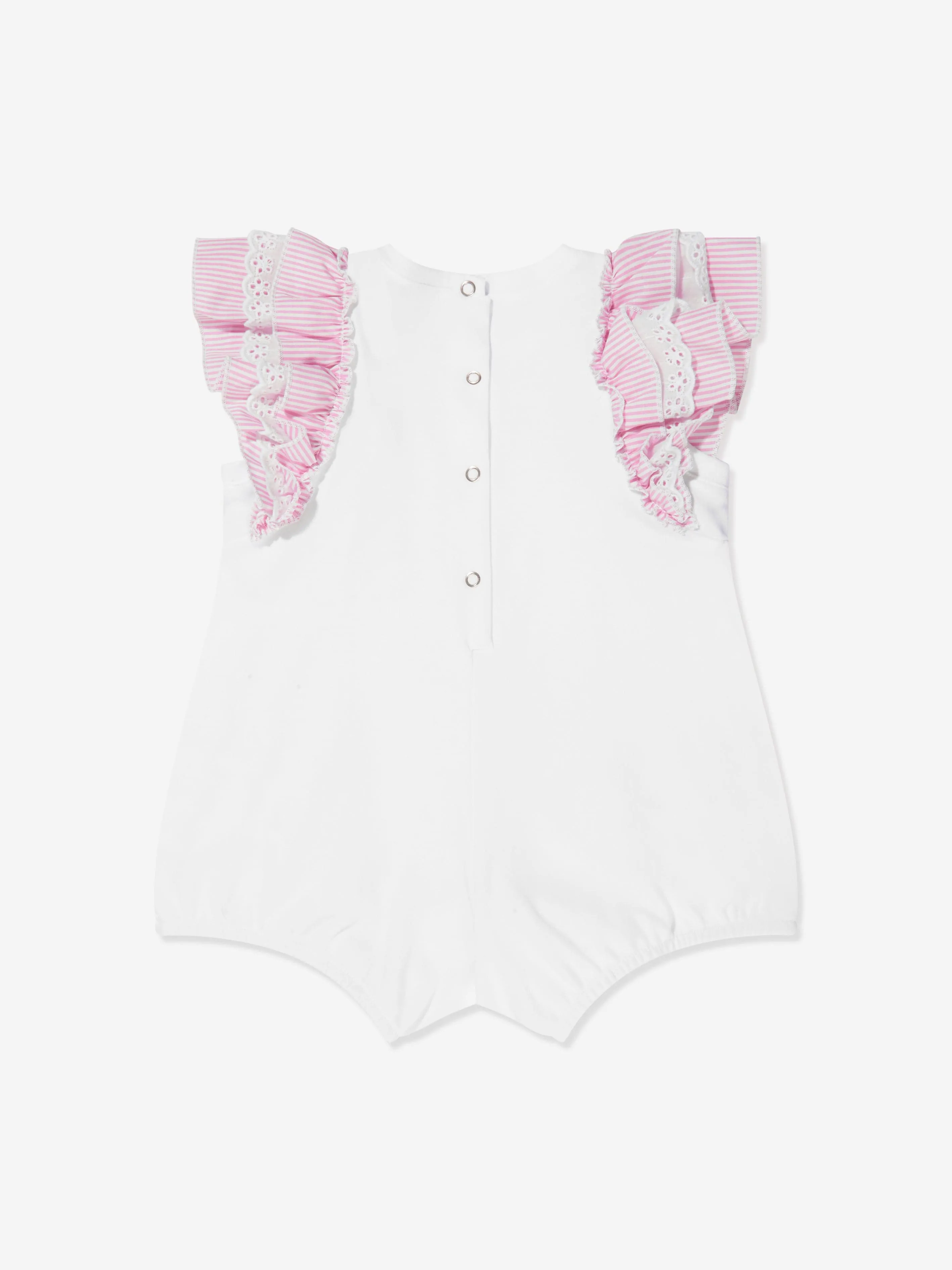 Monnalisa Baby Girls Ruffle Sleeve Romper in White