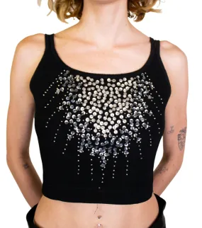 Moschino, Black Beaded Cropped Tank 1990s