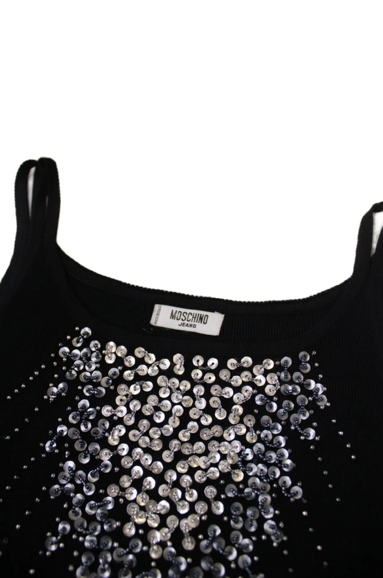 Moschino, Black Beaded Cropped Tank 1990s