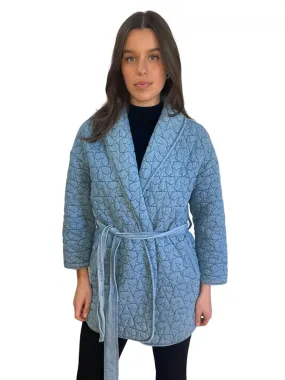 Mother Light Blue Quilted Jacket w Belt. Size: S