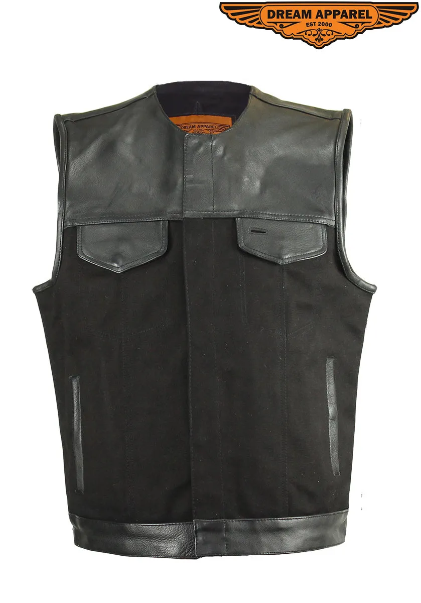 Motorcycle Leather and Canvas Club Vest®