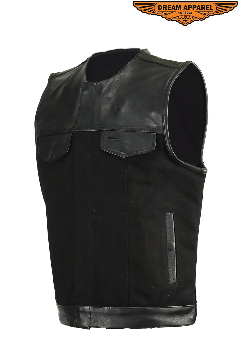 Motorcycle Leather and Canvas Club Vest®