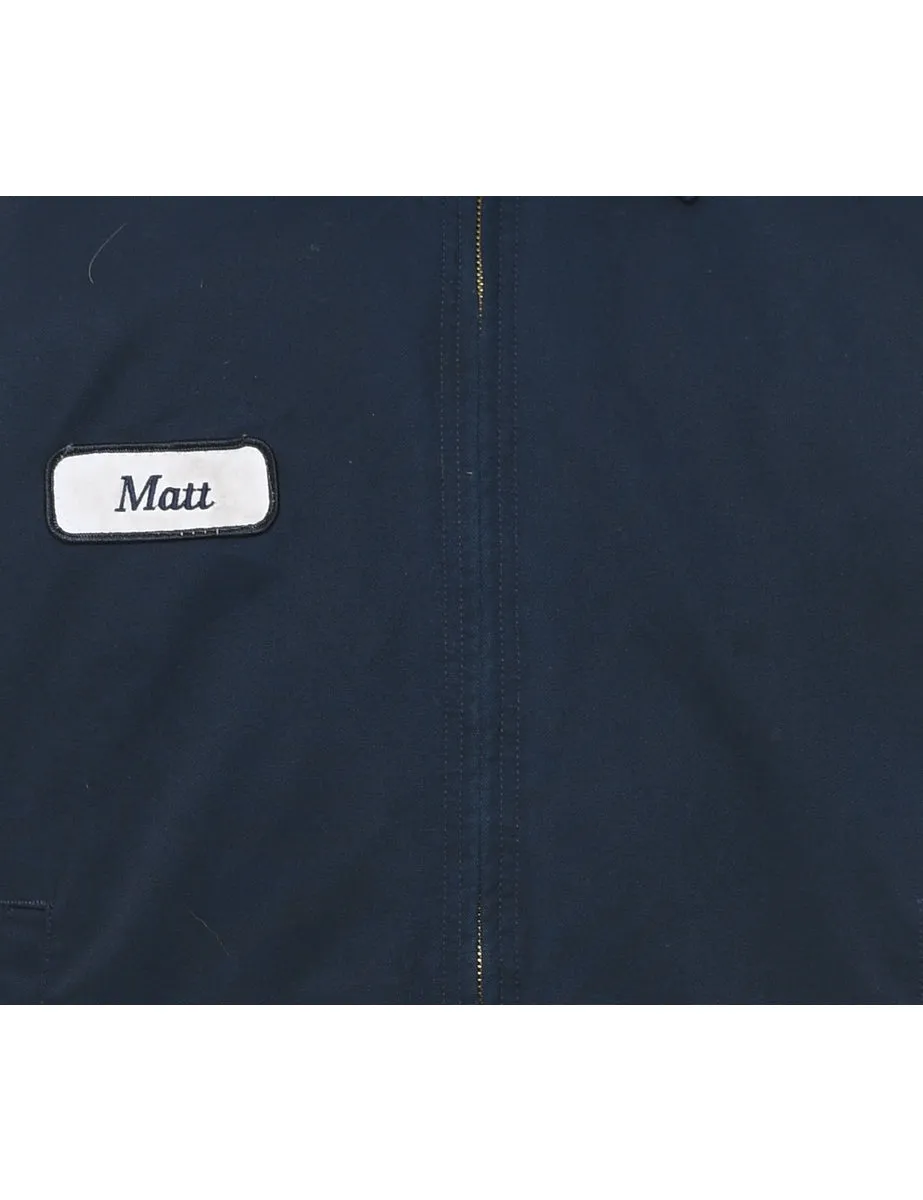 Navy & White Vintage Zip-Front Workwear Jacket - M