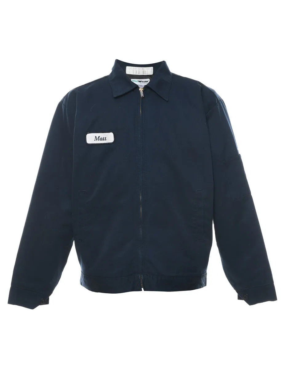 Navy & White Vintage Zip-Front Workwear Jacket - M