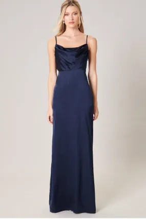 Navy-Charisma Cowl neck maxi dress