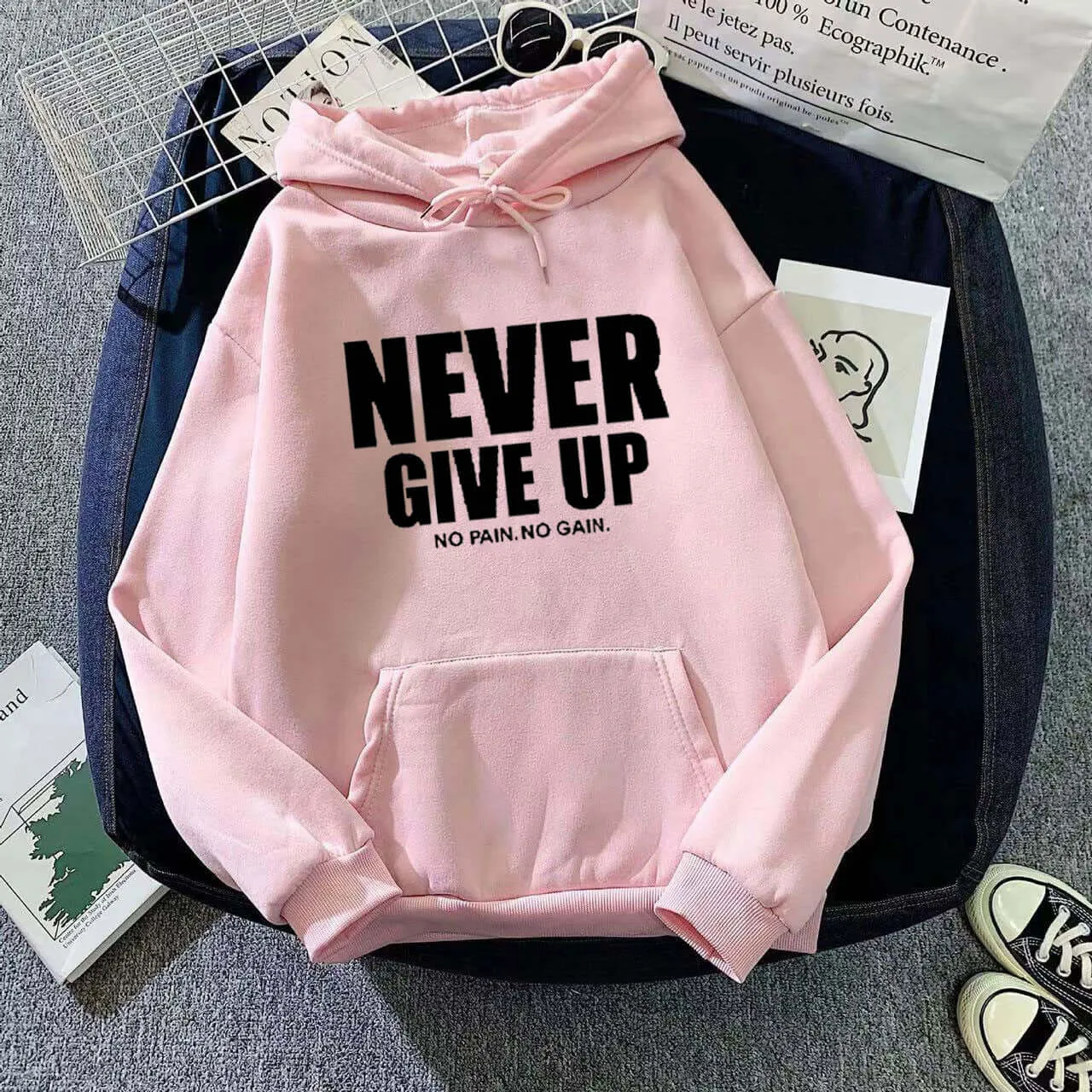 Never Give Up Hooded Pull-Over Sweatshirt