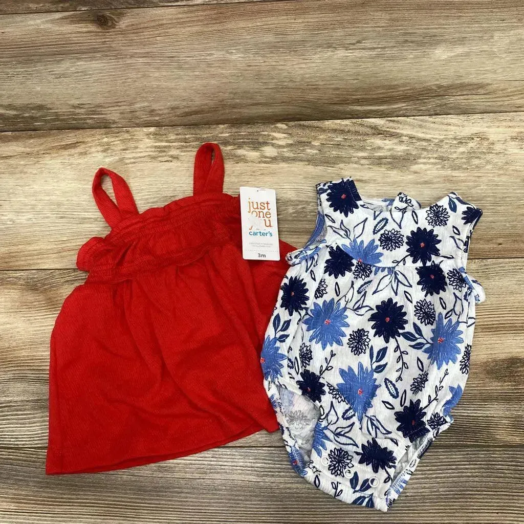 NEW Just One You 3pc Floral Romper Set sz 3m