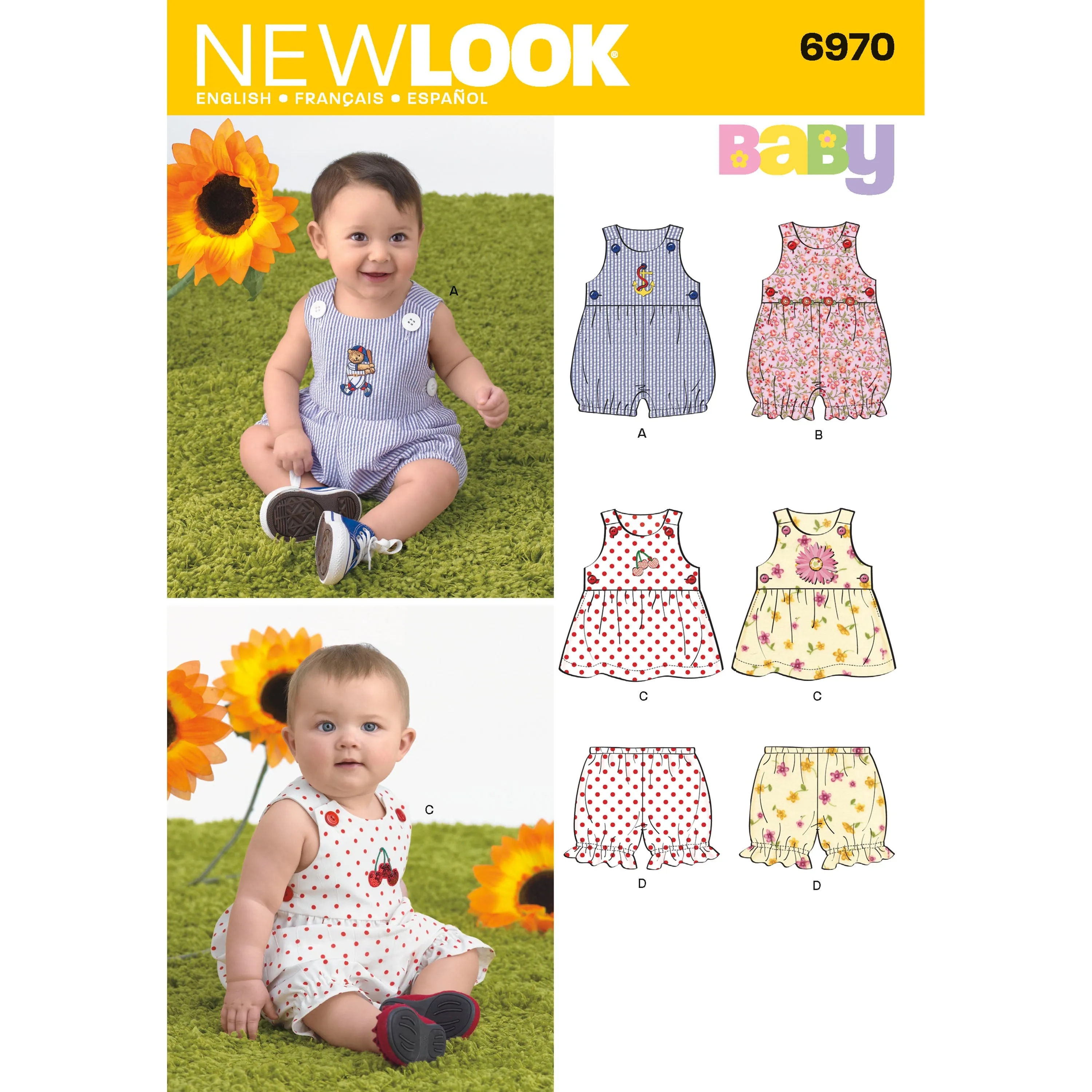 Newlook Pattern N6970 Babies' Romper, Dress & Panties