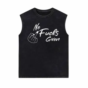 No Fucks Given Humor Vintage Washed Vest Top