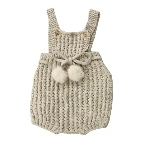 Nueces Natural Pom Pom Knit Romper