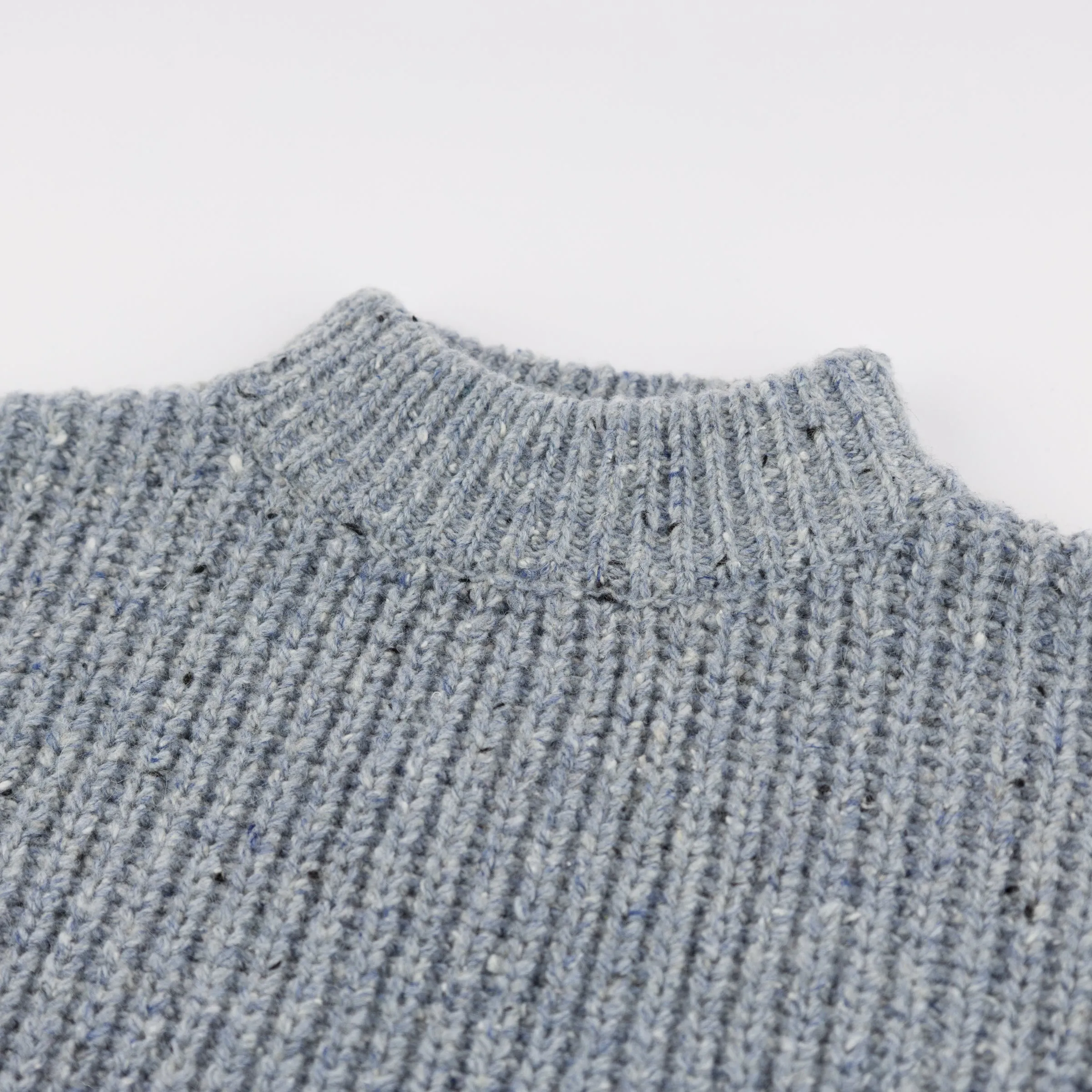 oh baby! Speckle Knit Grandpa Knitted Pullover Sweater - Ocean