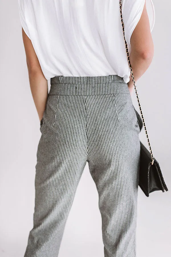 On A Roll High Waist Stripe Trousers in Black