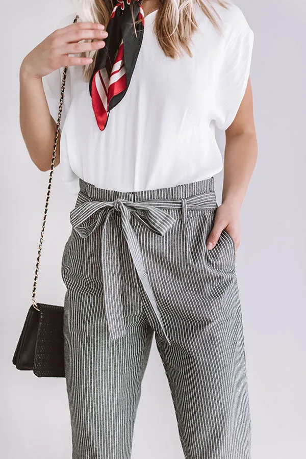 On A Roll High Waist Stripe Trousers in Black