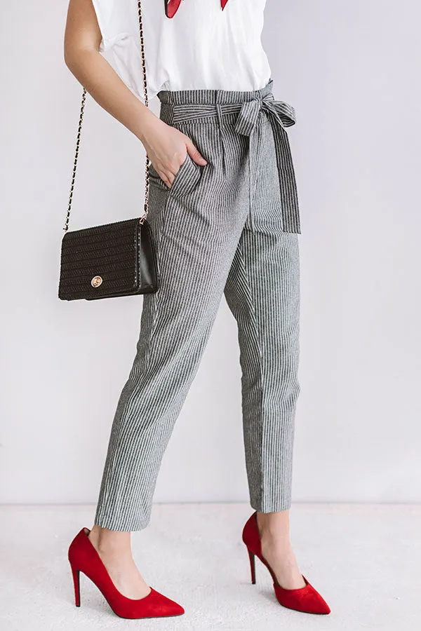 On A Roll High Waist Stripe Trousers in Black