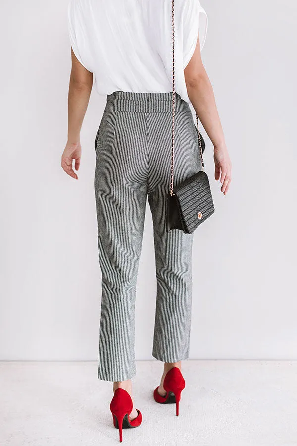 On A Roll High Waist Stripe Trousers in Black