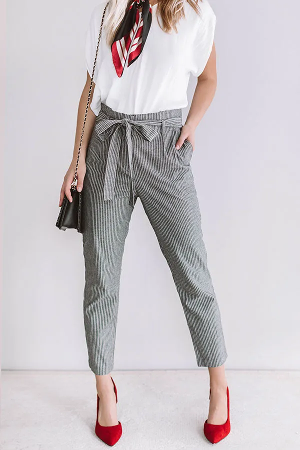 On A Roll High Waist Stripe Trousers in Black