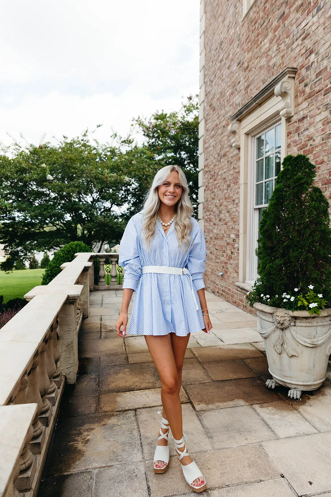 One Day Mini Dress - Blue/White