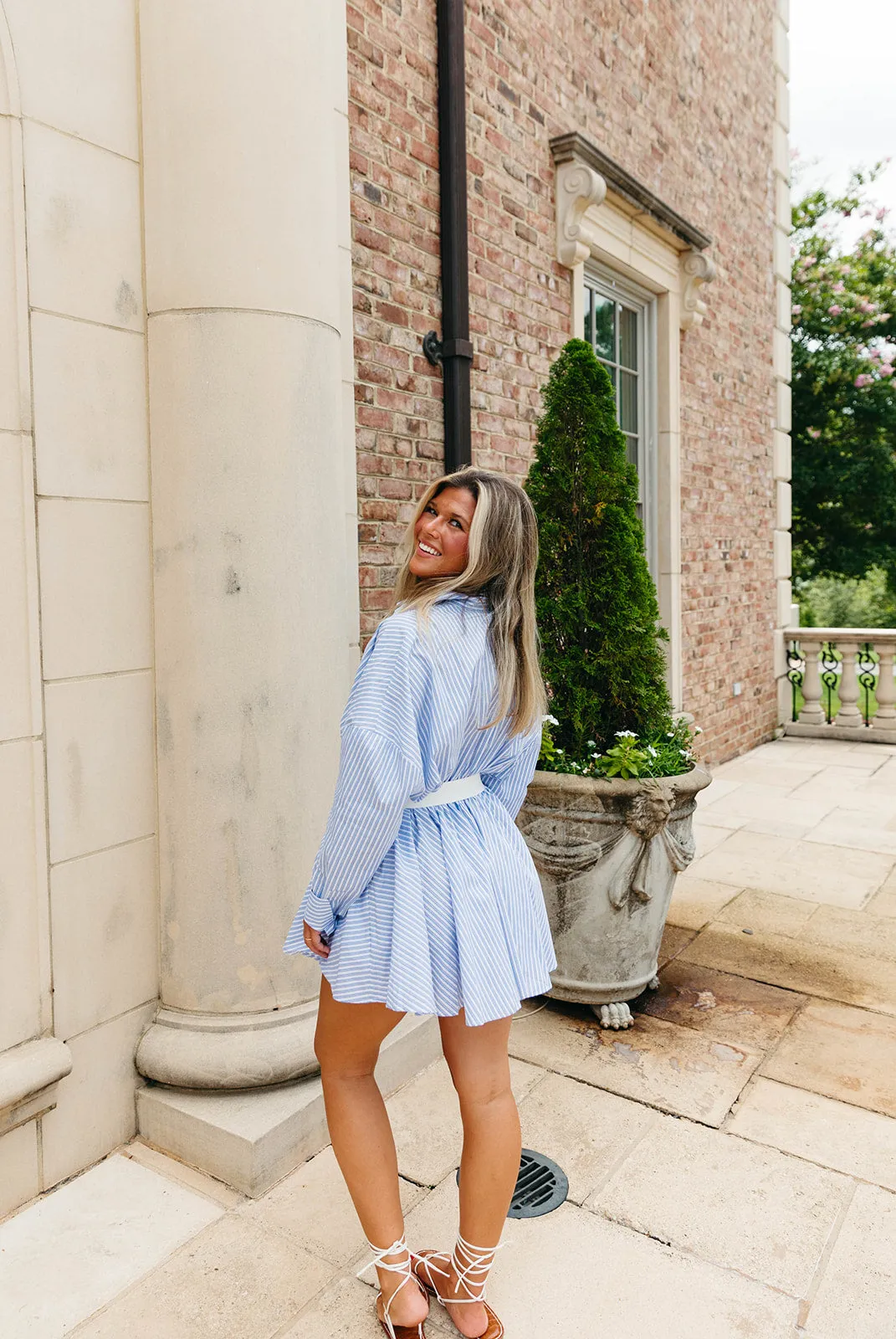 One Day Mini Dress - Blue/White