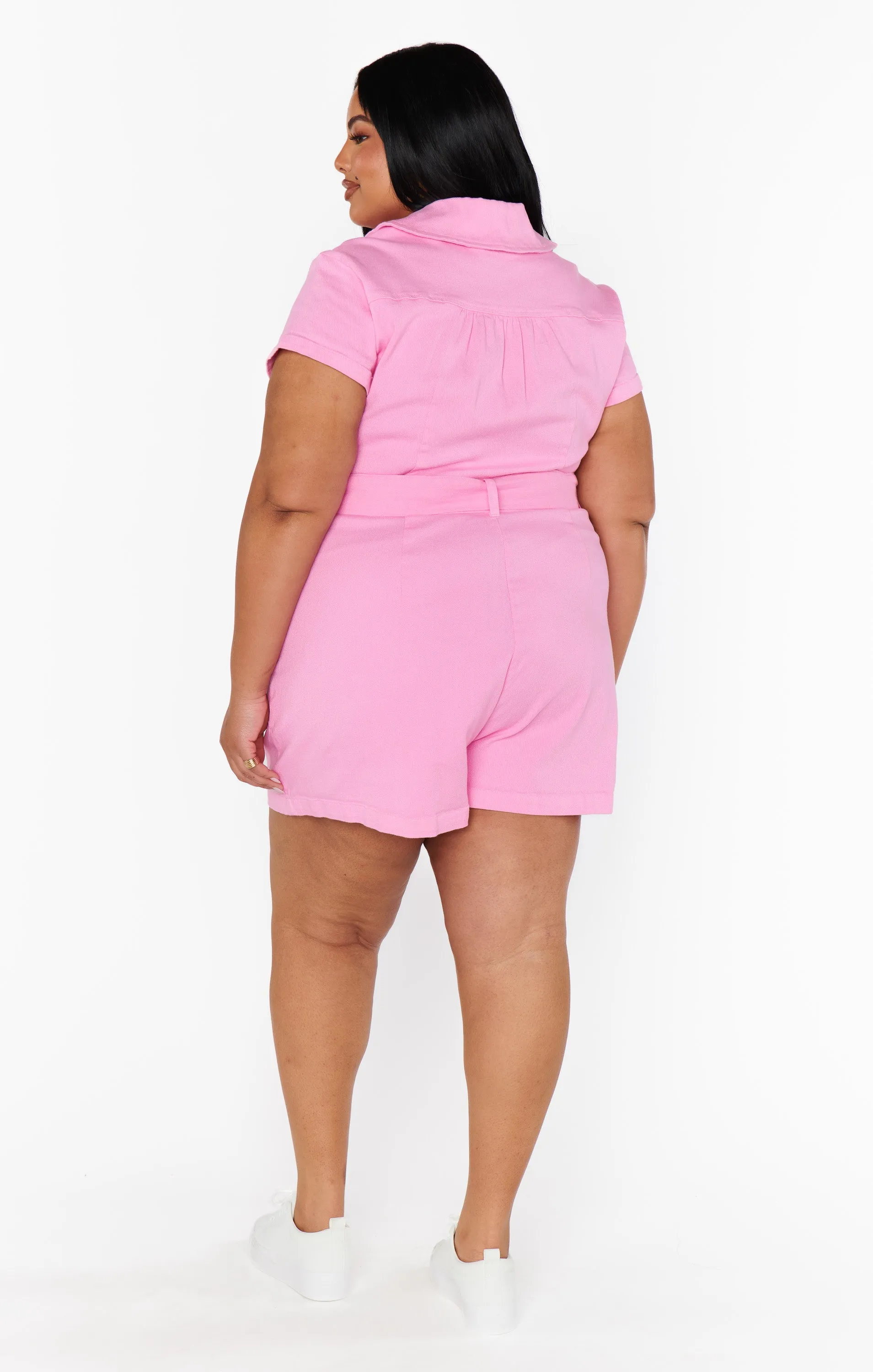 Outlaw Romper ~ Bubblegum Pink Denim