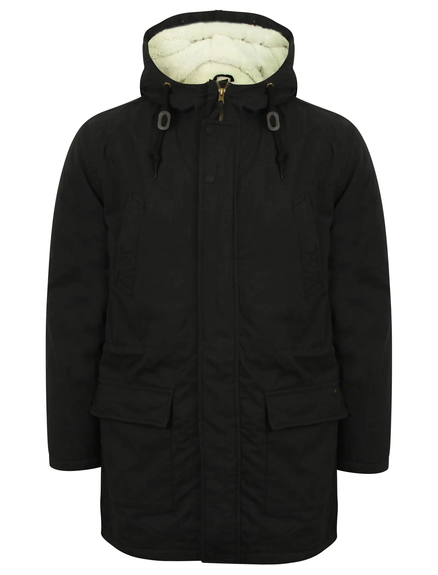 Parton Borg Lined Hooded Parka Jacket in Black - Tokyo Laundry