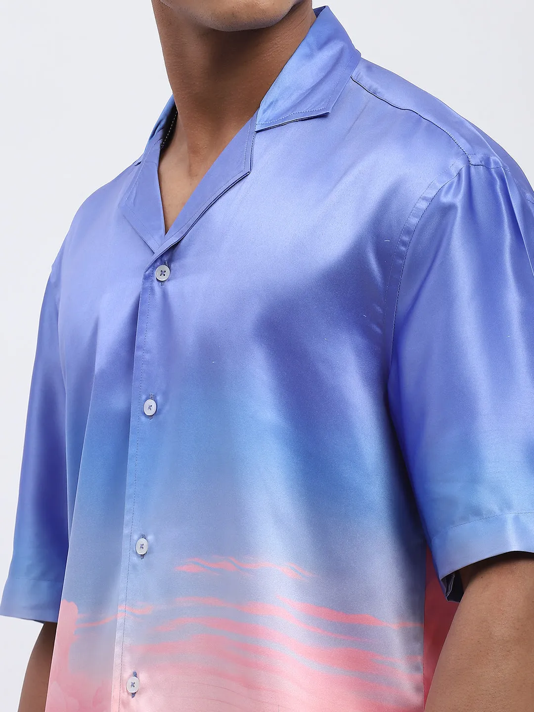 Pastel Cloudscape Men's Printed Resort Shirt