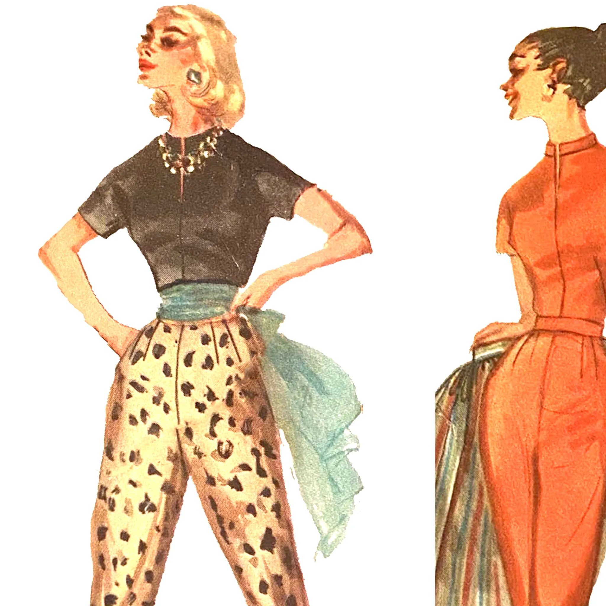 PDF - Vintage 1950s Pattern – Pants, Blouse & Over-skirt Set -  Bust 34” (86.4cm) - Instantly  Print at Home