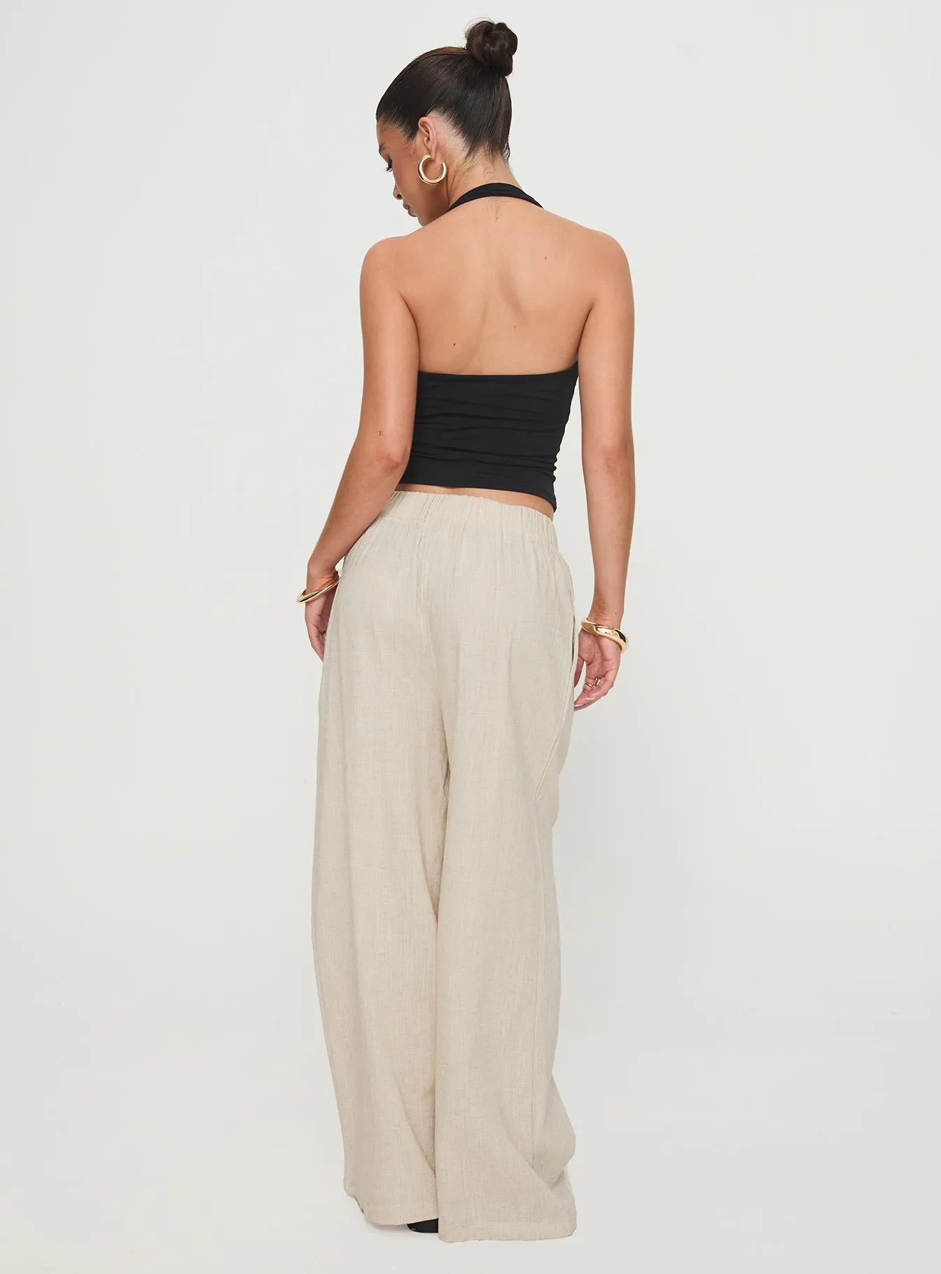 Pellegrini Linen Wide Leg Pants Natural