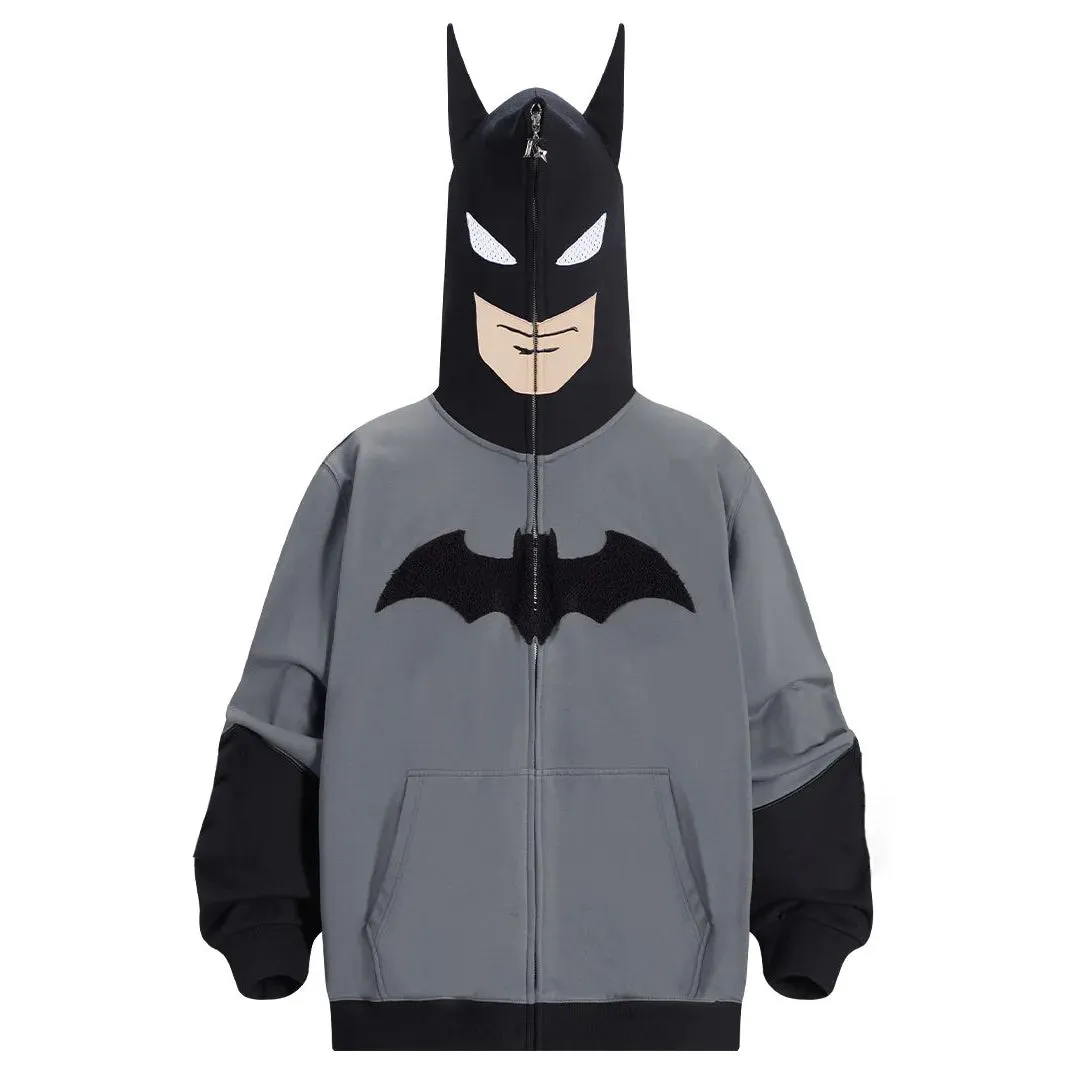 Personalized hip-hop Batman full-zip hoodie