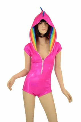 Pink & Rainbow Dragon Hoodie Romper