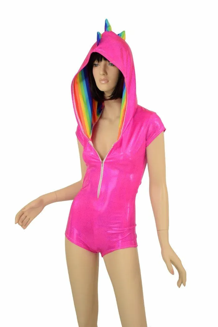 Pink & Rainbow Dragon Hoodie Romper