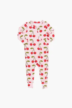 Pink Cherries Baby Bamboo Romper