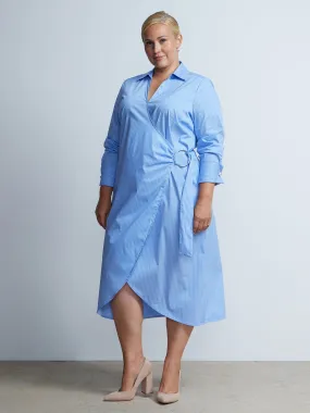 Plus Collared Wrap Shirt Dress