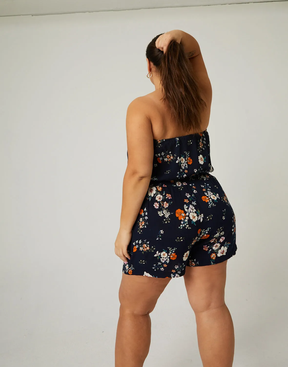 Plus Size Floral Strapless Romper