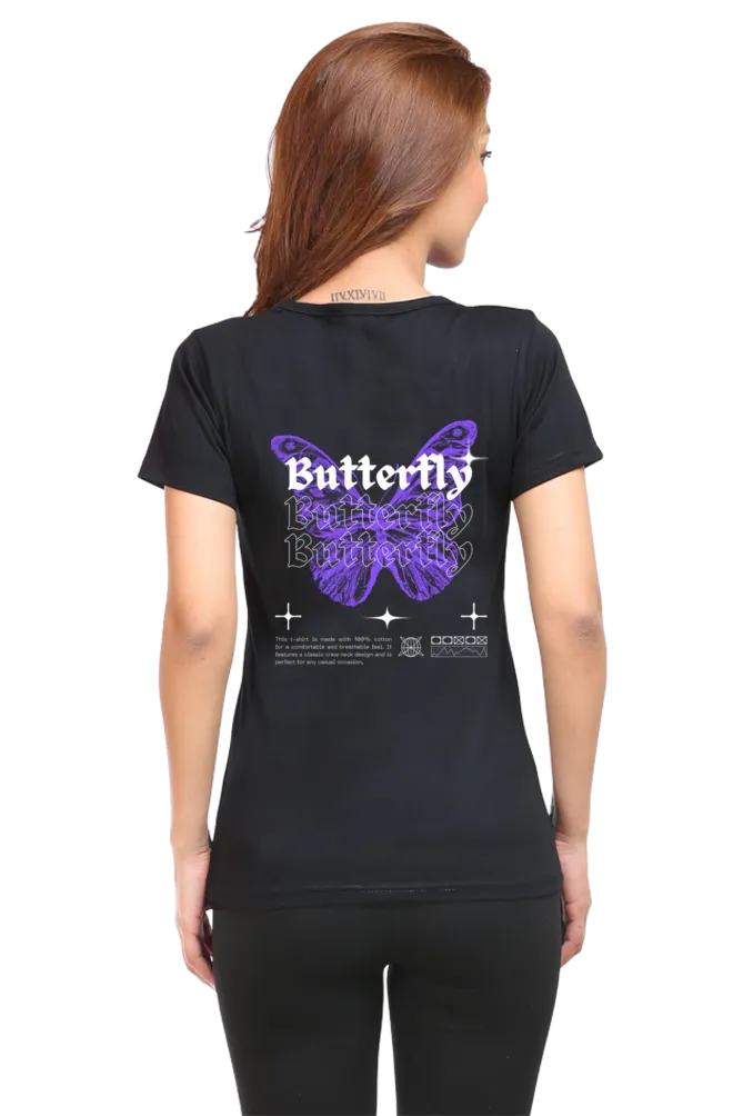 "Butterfly" Back Printed T-Shirt | Fashionable Women's Graphic Tee | Unique Designs, Ideal for Everyday Wear and Gifts