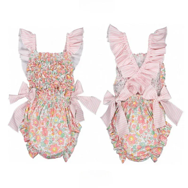 "Les Frills" Little Girls Floral Print Romper