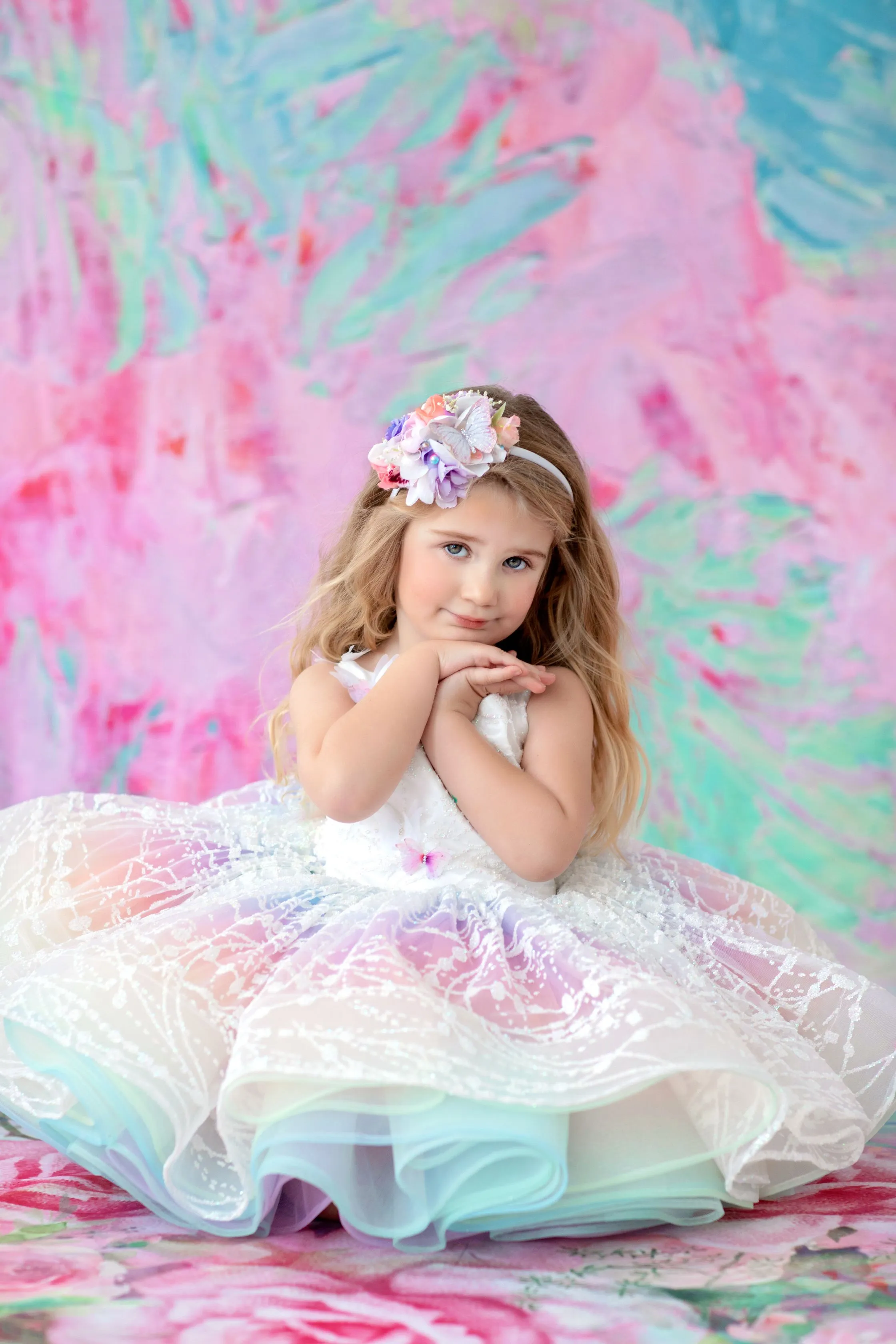 "Unicorns & Rainbows" -  Petal Short Length Dress ( 4 Year - Petite 5 Year)