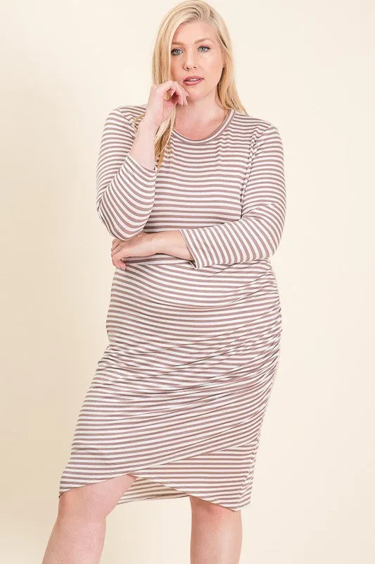 Rachel Black & White Stripe Dress in PLUS