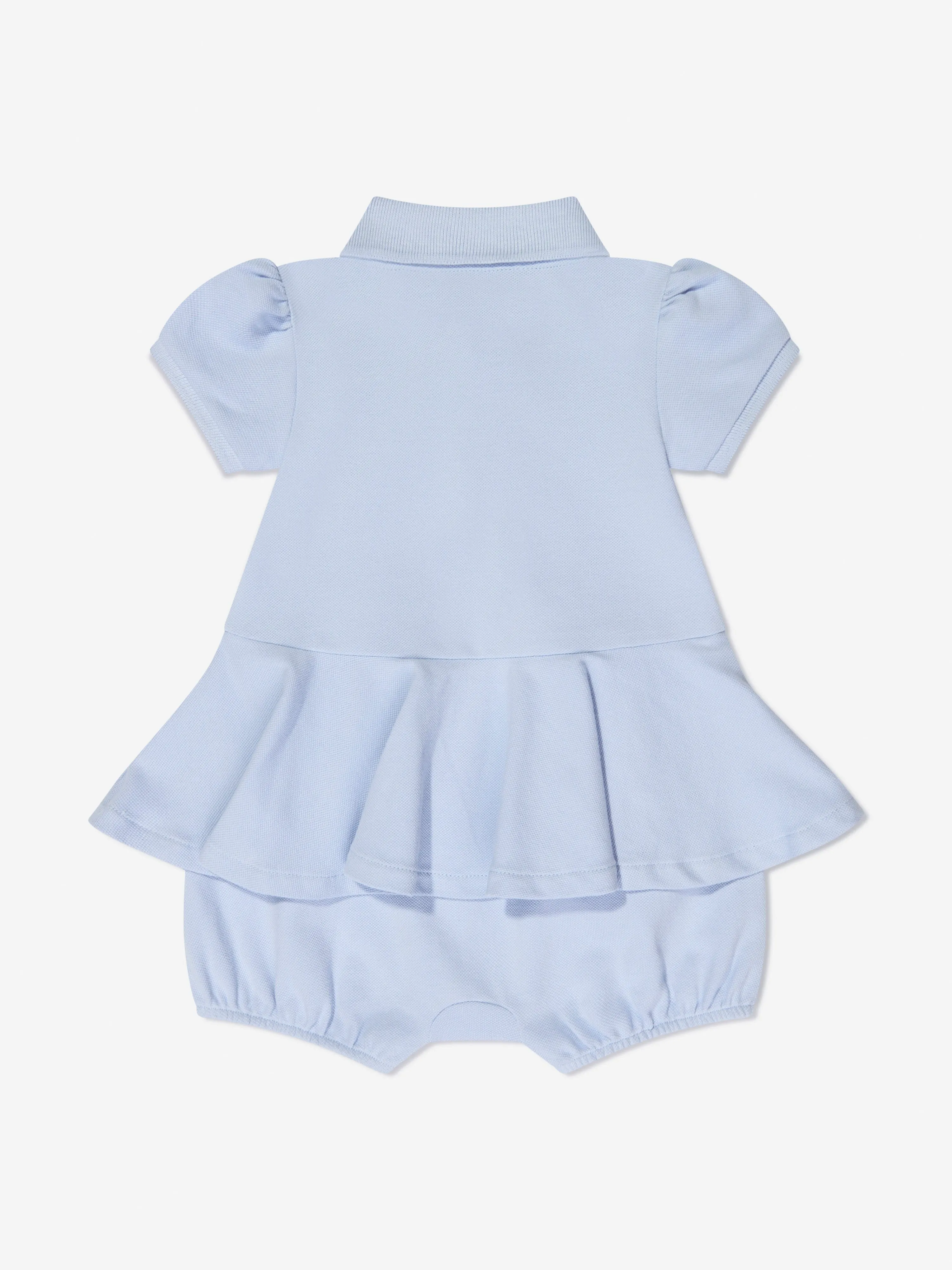 Ralph Lauren Baby Girls Peplum Romper Dress in Blue