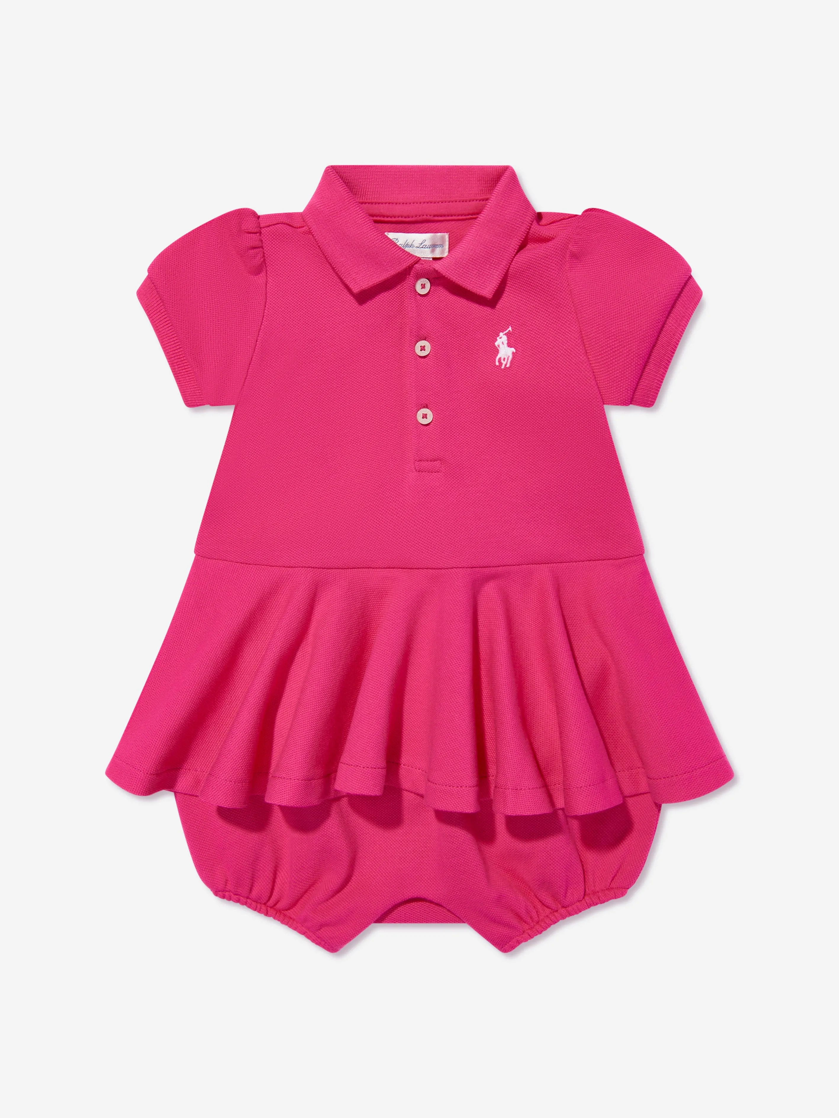 Ralph Lauren Baby Girls Peplum Romper in Pink