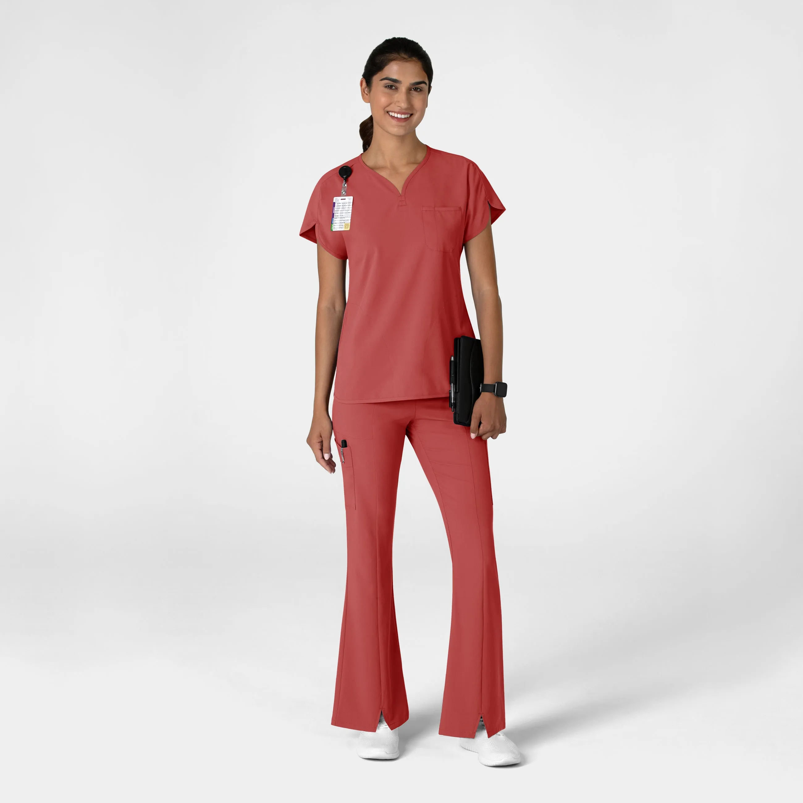 RENEW Women's Cargo Flare Scrub Pant - Mineral Red