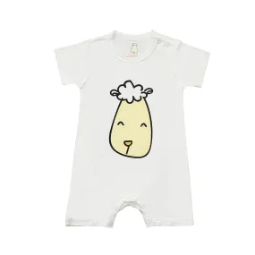 Romper Short Sleeve Smiley Baa Baa White