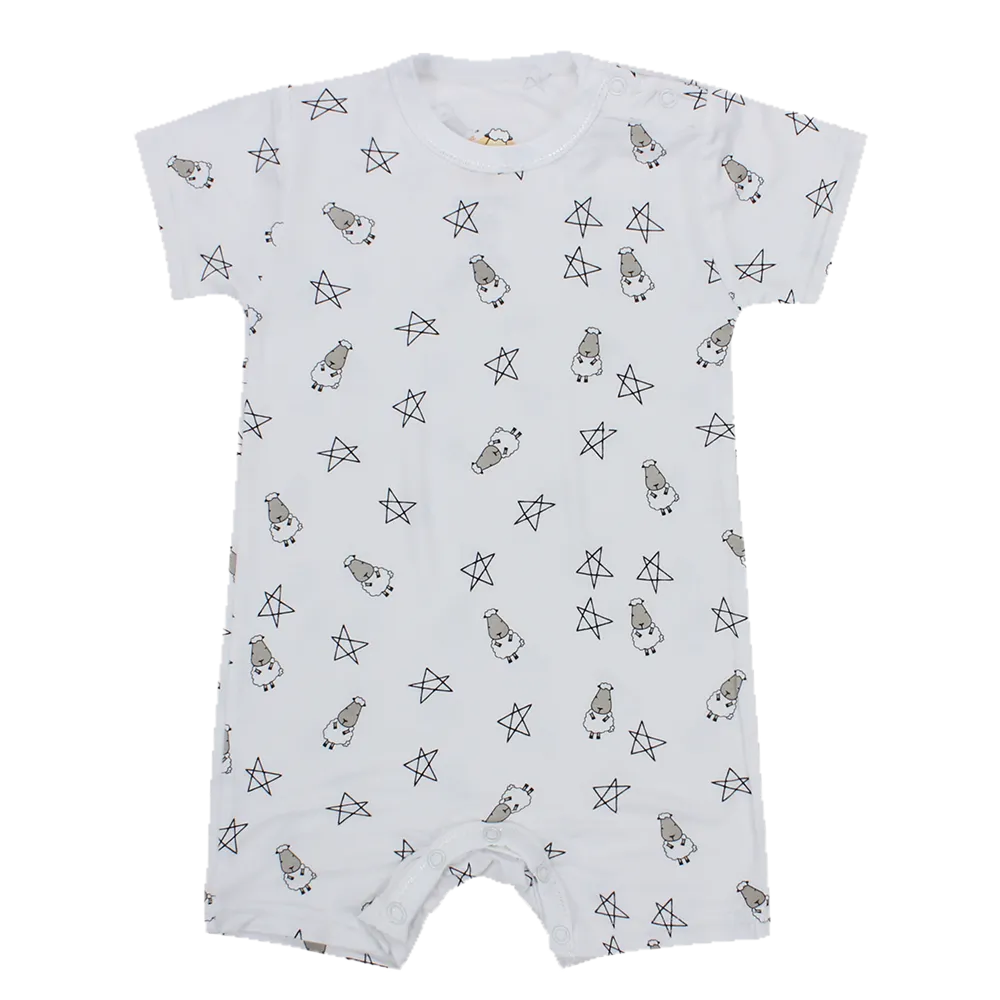 Romper Short Sleeve White Small Star & Sheepz