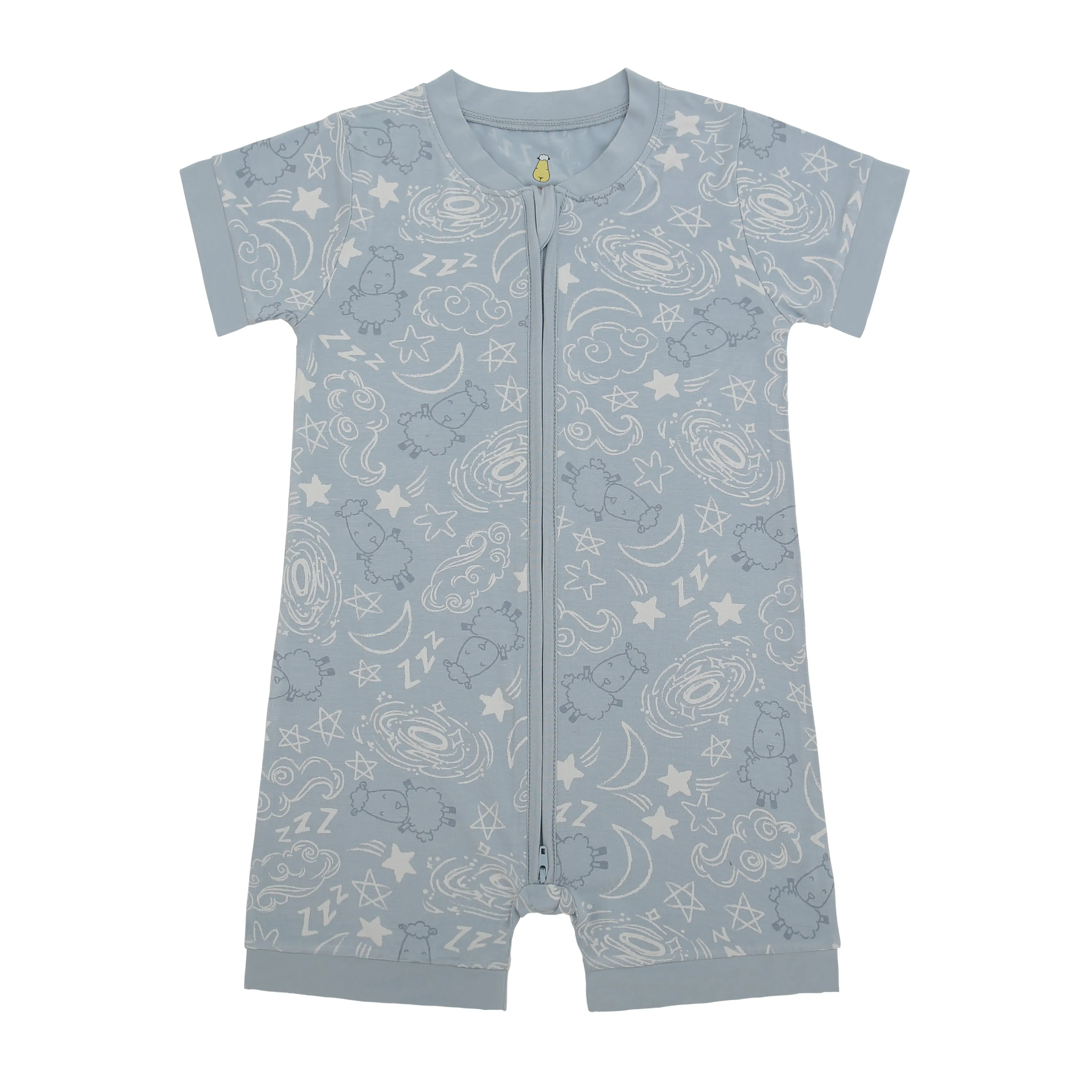 Romper Short Sleeve Zip Baa Baa in the Universe Blue