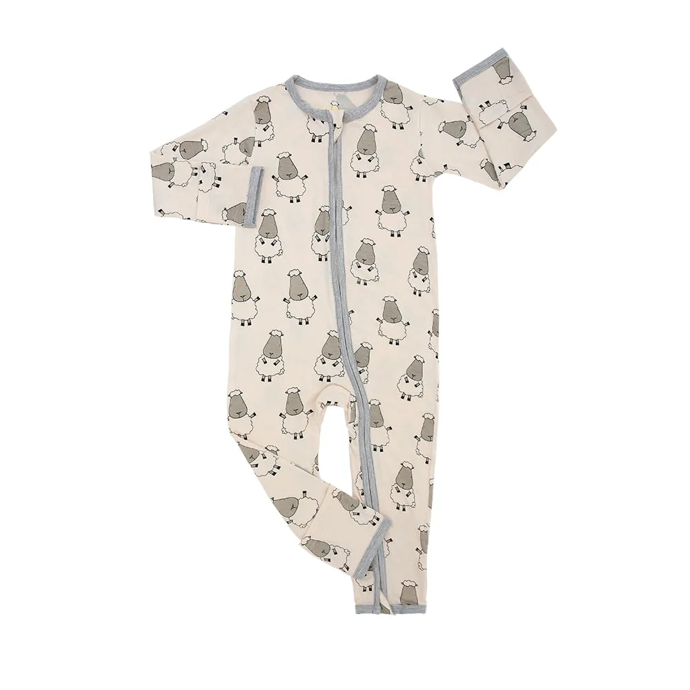 Romper Zip Big Sheepz Yellow with Grey Border