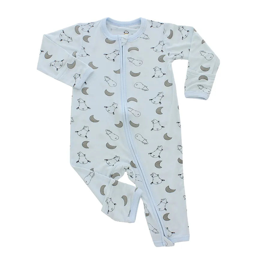 Romper Zip Small Moon & Sheepz Blue