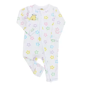 Romper Zip White Colourful Star