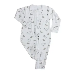 Romper Zip White Small Moon & Sheepz